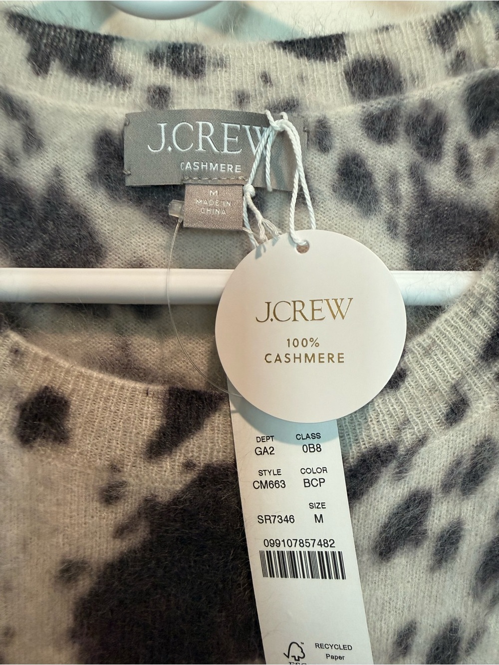 NWT J.Crew Brushed Cashmere T-Shirt in Cow Print - Picture 5 of 11
